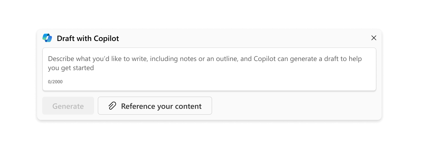 Describe what you want to write using Microsoft 365 Copilot