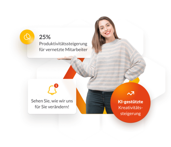 Kommunikation – KI-gestützt, 25 % Produktivitätssteigerung für vernetzte Mitarbeiter, 